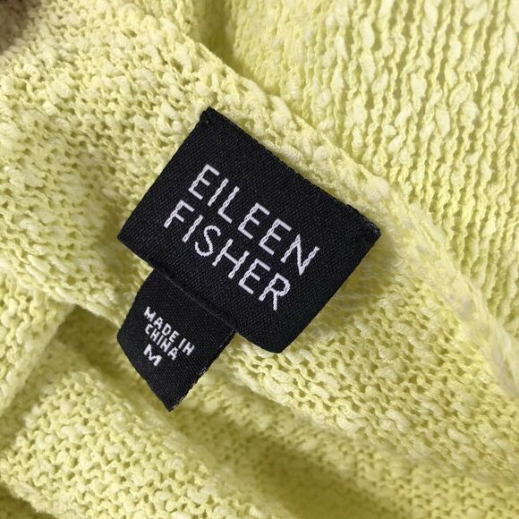 Eileen Fisher Yellow Sweater‎ Thin Boucle Nubby Knit Rolled Hem Top Size M - Picture 9 of 11